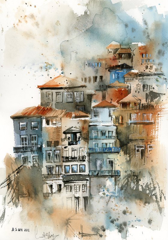 Porto Cityscape Colourful Houses