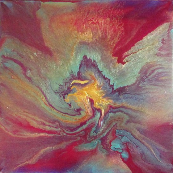 Eruption- original abstract two layer painting- free worldwide shipping