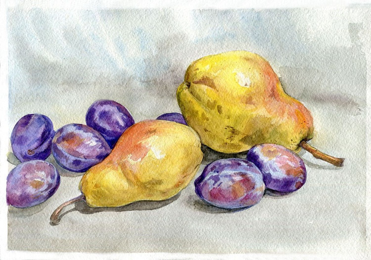 Original Watercolor Still Life With Fruit 2 Artfinder