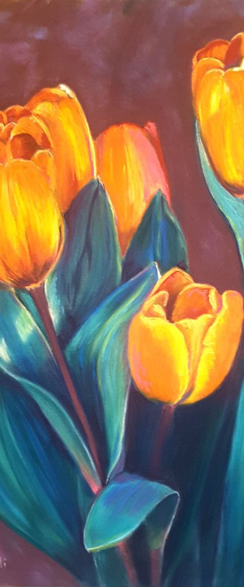 Orange tulips by Francesca Licchelli