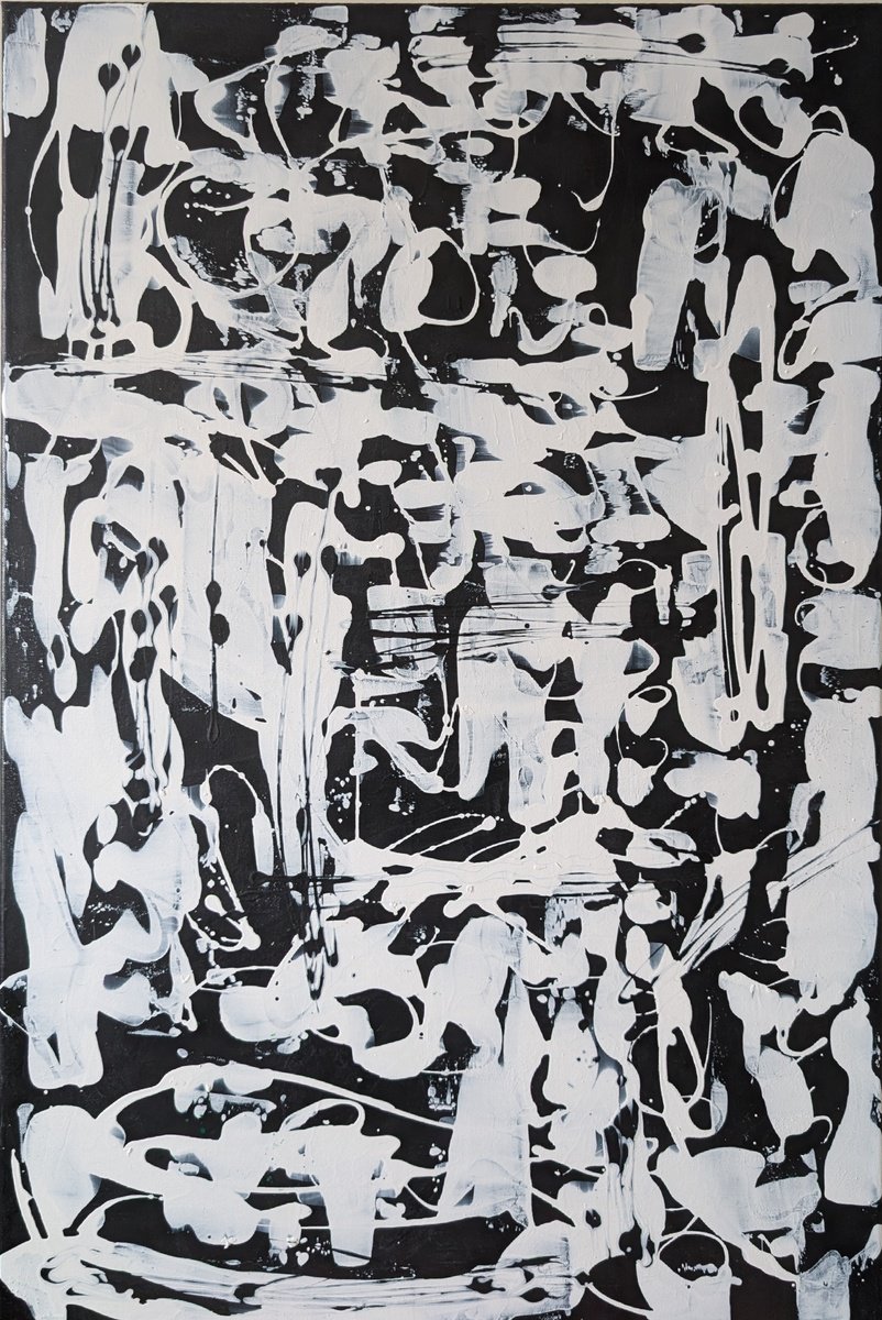 Abstract Acrylic Painting By Iqra Adam, 24 X 36, Between The Beats Of The Moon, Original Artwork