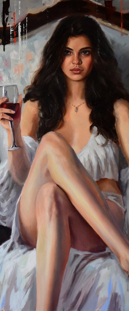 A portrait with a glass of red wine by Serghei Ghetiu