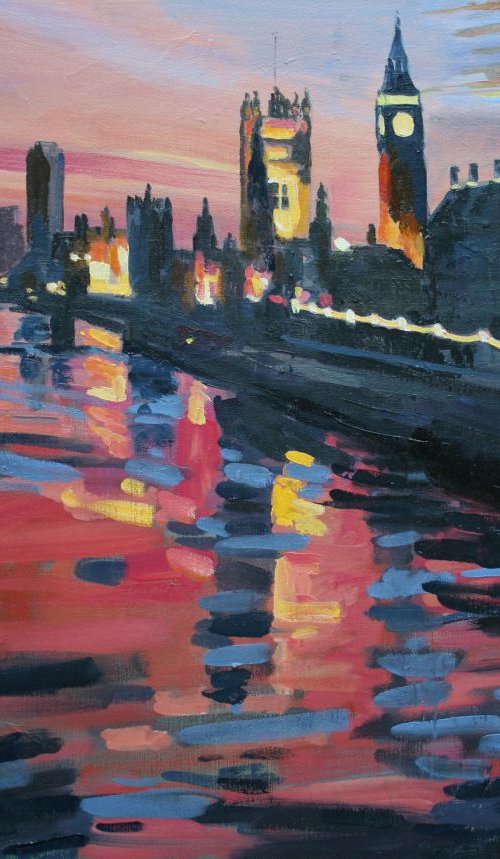 Westminster from Hungerford Bridge by Katharine Rowe