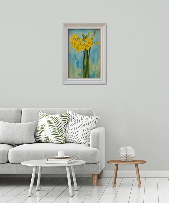 Daffodils - original oil painting spring flowers FRAMED