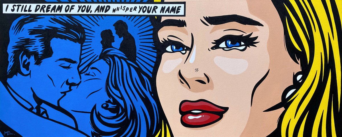 Urban And Pop Portrait Acrylic Painting By Jamie Lee, 39 X 16, I Still Dream Of You, Original Artwork