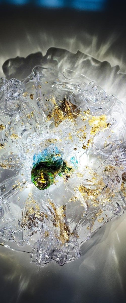 Glass Ocean Sculpture Gold by Nikolina Andrea Seascapes and Abstracts