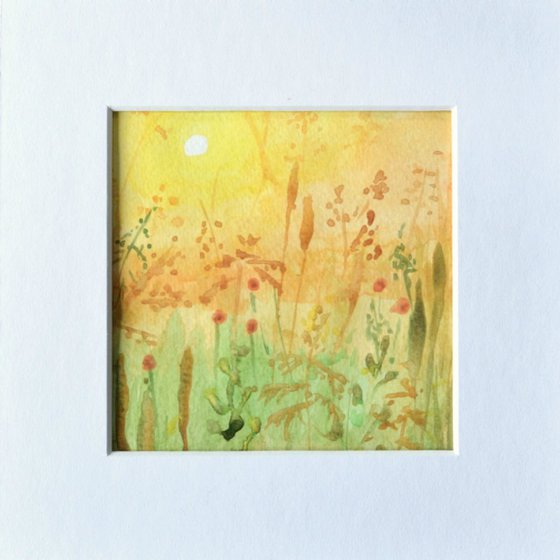 Golden Meadow - Mounted Watercolour, small gift idea