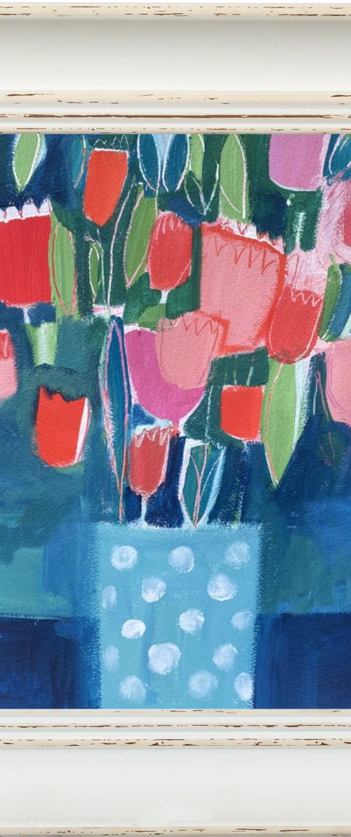 Red and Pink Tulips by Jan Rippingham