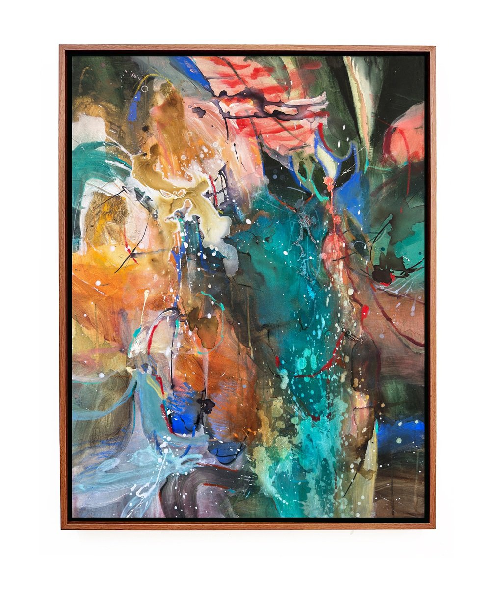 Organic Abstract Acrylic Painting By Anna Rolskaya, 35 X 46, Made Of All The Nights I Miss, Original Artwork