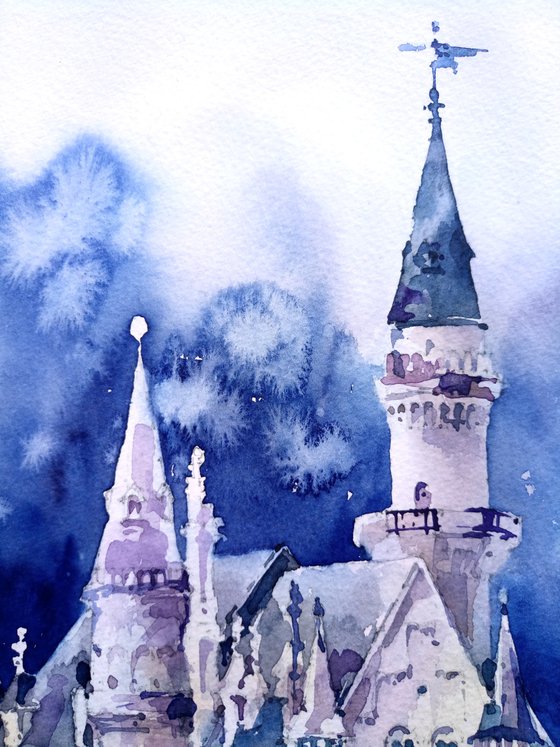 "Neuschwanstein Castle" original watercolor work