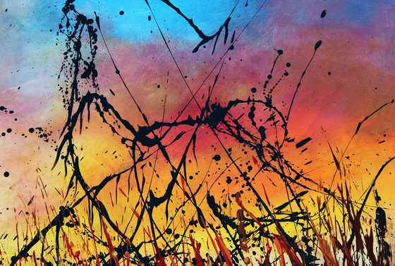 Sunset #4 - Large 124 cm x 77 cm -Original abstract landscape painting