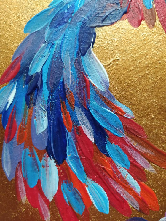 Freedom - acrylic, flowers, painting, acrylic painting, birds, bird acrylic, hibiscus, flowers and bird