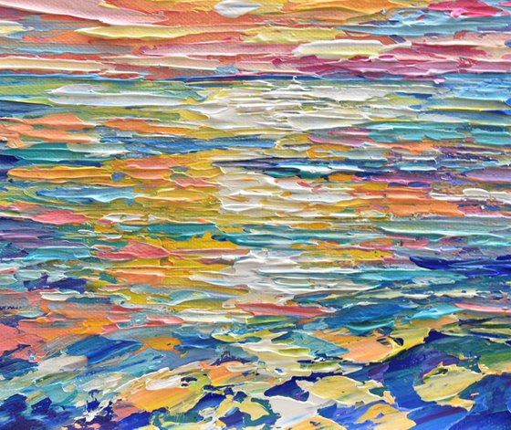 Sunset Full of Color - Original Acrylic  Palette Knife Painting