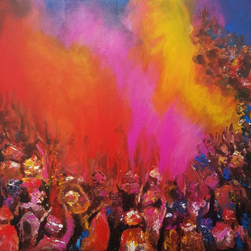 Rang barse colourful abstract contemporary painting by Parul Baliyan