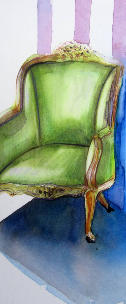The Armchair in Olive Green by Violeta Damjanovic-Behrendt