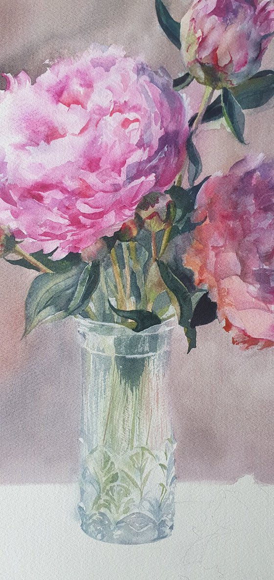 Blush of pink art peonies