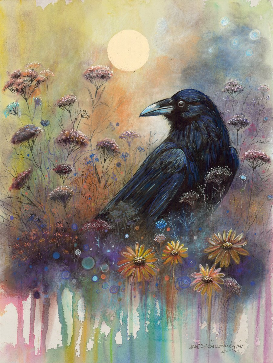 Surrealistic Animal Painting By Danguole Serstinskaja, 12 X 16, Keeper Of Secrets, Original Artwork