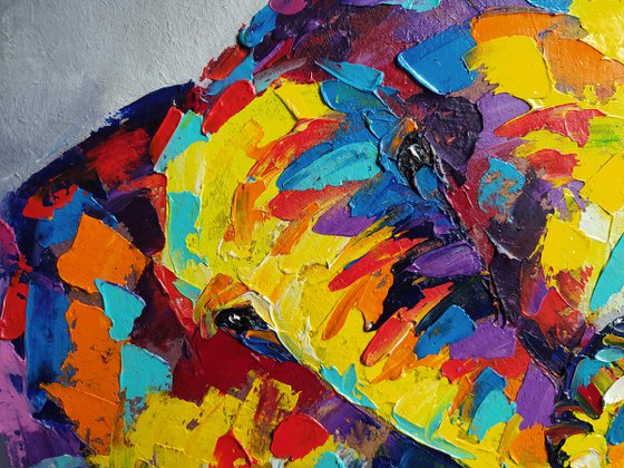 Mother and baby - elephants, mother, elephant, mother's love, Africa, love, animals, gift for mother, oil painting, Impressionism, palette knife, gift.