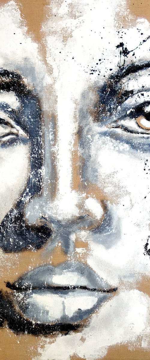 Portrait black & white 100 x 100 cm No. 010668 by Anita Kaufmann
