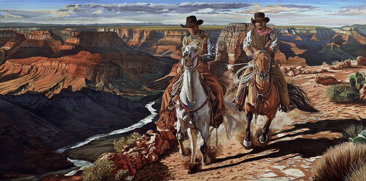 Photorealistic Landscape Oil Painting By Michael Steward, 59 X 28", A River Runs Through, Original Artwork