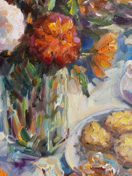 Still life with hot tea