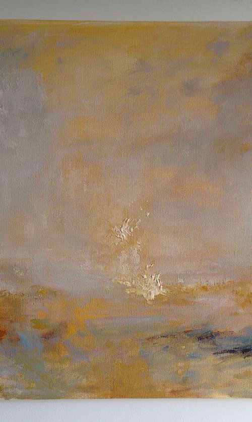 Golden Seas. Abstract Seascape. Ready to hang 18x24 inches. by Jackie Smith