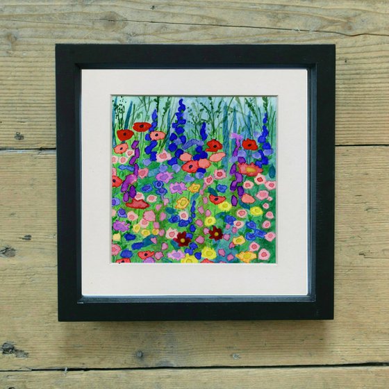 Wildflowers - mounted watercolour, small gift idea