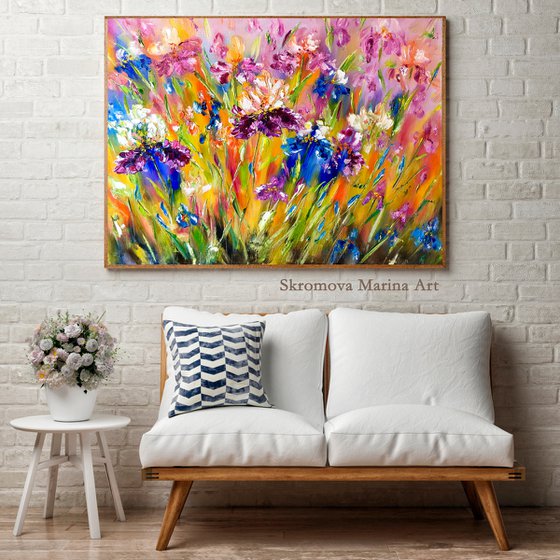 MESSENGERS OF BRIGHTNESS - Irises. Rainbow flower. Juicy colors. Flower meadow. Summer. Good mood. 3d flowers. Texture.