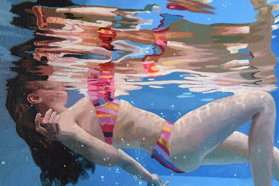 Underneath XXXVIII - Miniature swimming painting