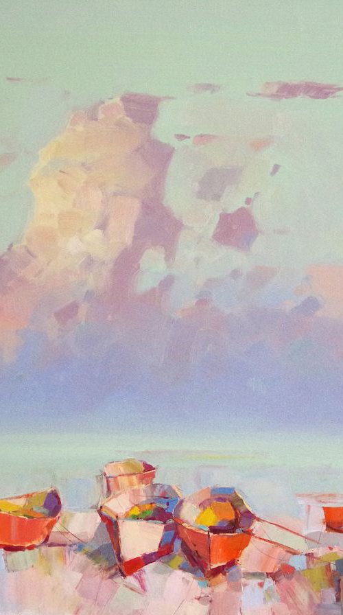 Seashore, Original oil painting, Handmade artwork, One of a kind by Vahe Yeremyan