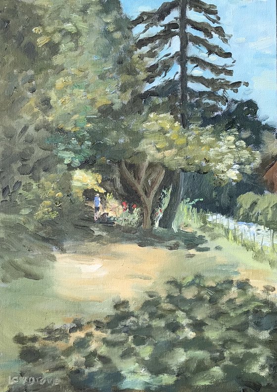 Riverside walk, an original oil painting.