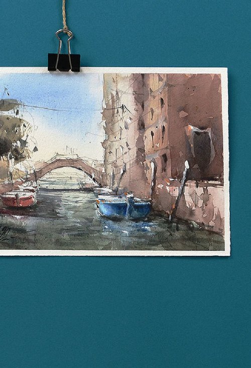 Venice, scene painted in watercolour. Venice watercolors. by Marin Victor