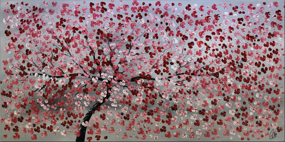 Cherry Tree - Large acrylic abstract painting cherry blossoms nature painting canvas wall art