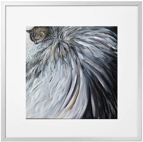 Abstract Animal Portrait of Cat Realistic Animal Face Home Decor Wall Art Cat Lovers Christmas Gift by Kumi Muttu