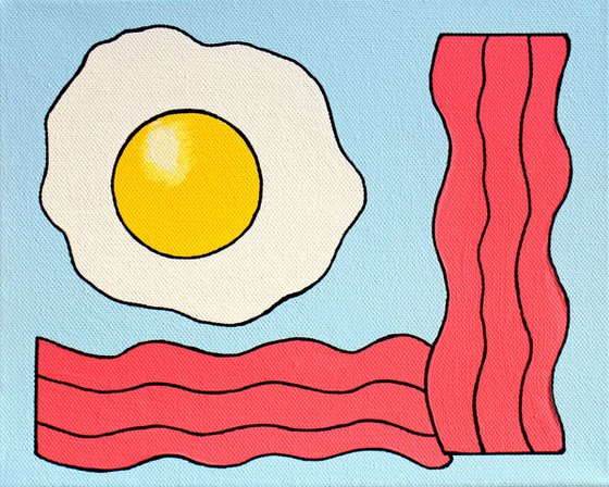 Fried Egg And Bacon Pop Art Painting On Canvas