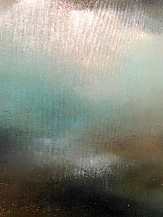 You choose me 30X30 cm  - gold particles original oil painting landscape gift modern urban art office art decor home decor gift idea