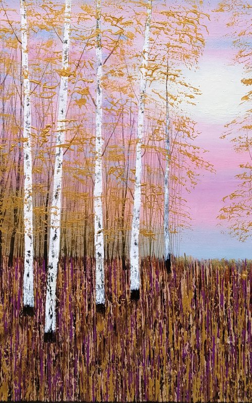 Gold and Rose Forest Light by Amanda Horvath