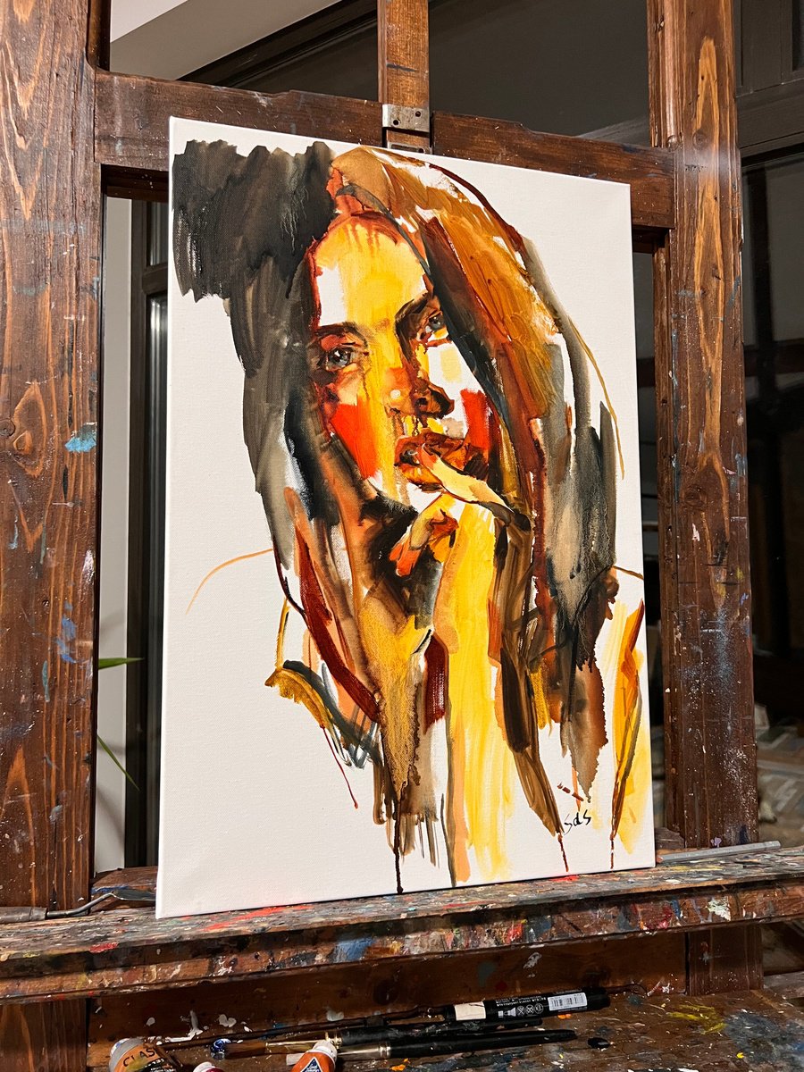 Expressive Portrait Oil Painting By Liubou Sas, 16 X 24", Kerry