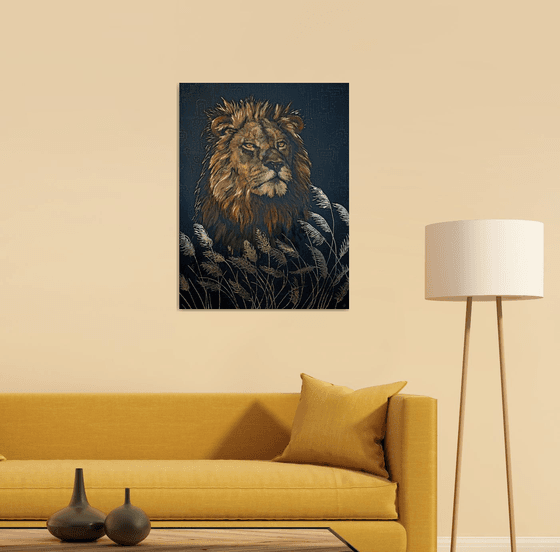 Lion in  savannah