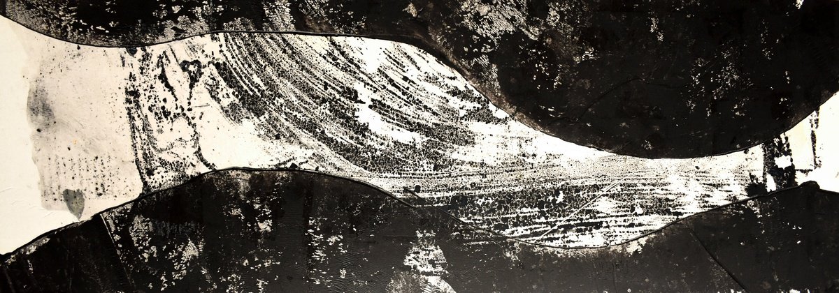 Abstract Landscape Limited Edition Print By Elizabeth Anne Fox, 24 X 8, Black River 6, Original Artwork