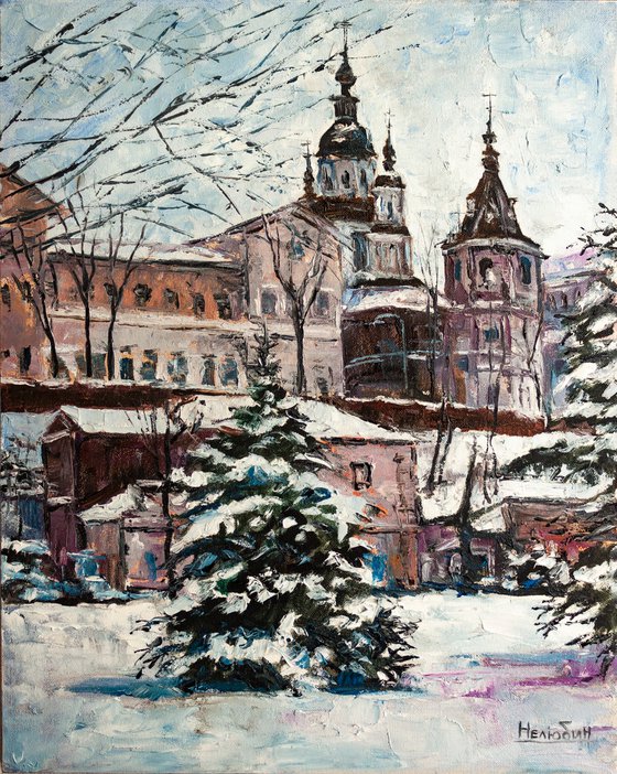 Snowy city , Old town , cityscape