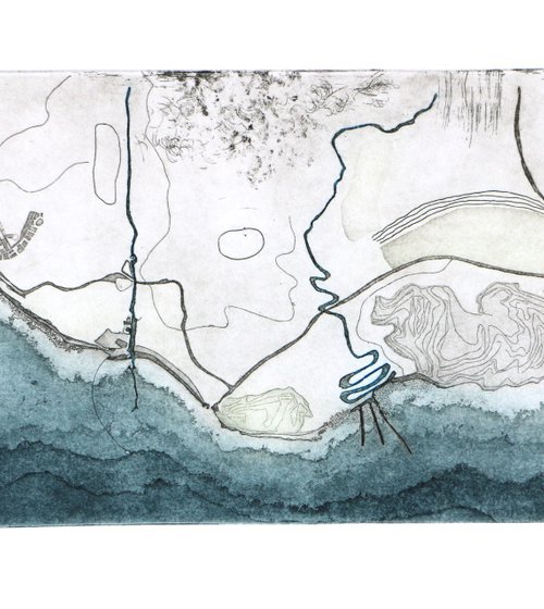 Heike Roesel "Sussex Coast Lines", fine art etching, edition of 35 in variation by Heike Roesel