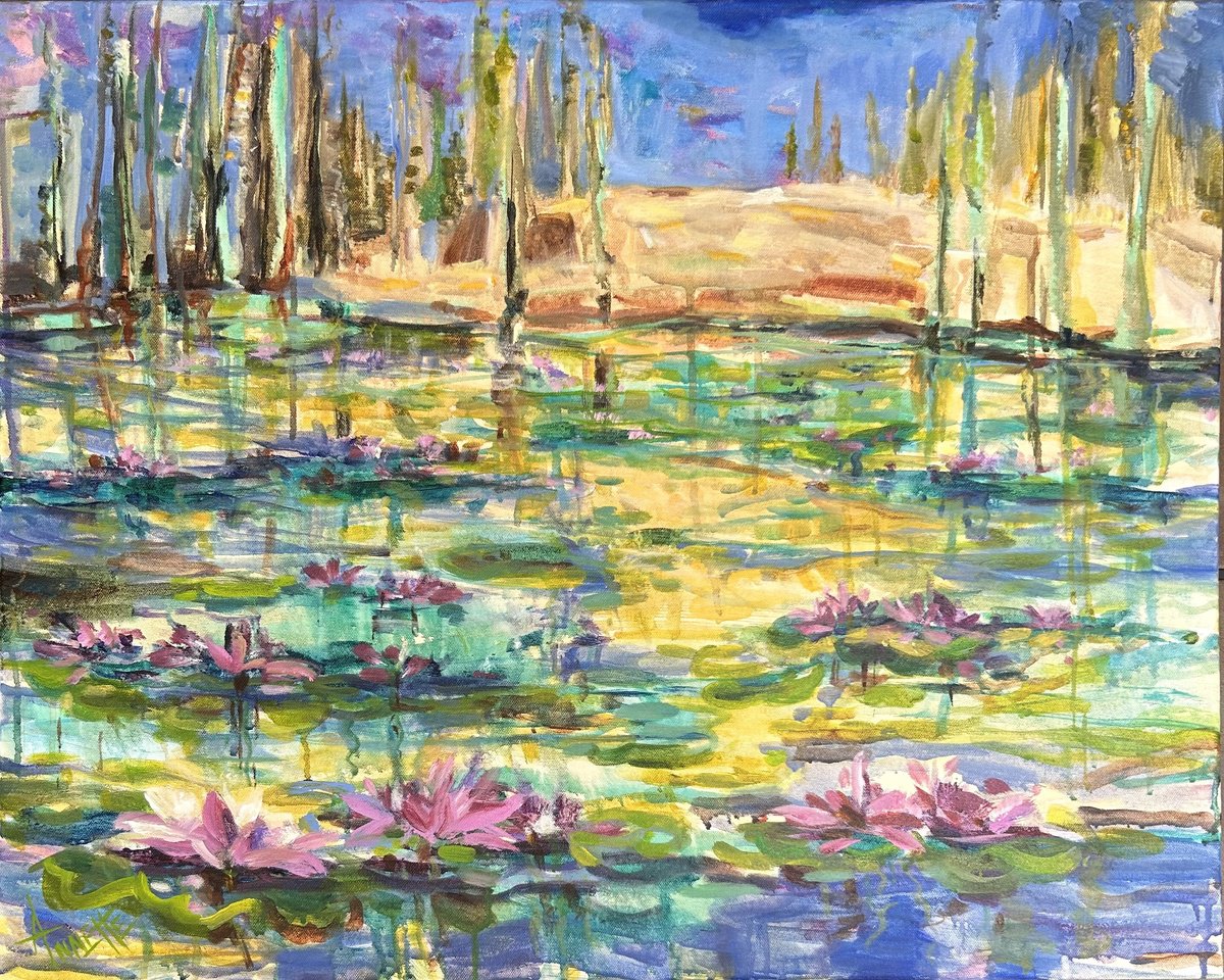 Impressionistic Botanical Acrylic Painting By Annette Wolters, 30 X 24, Lover