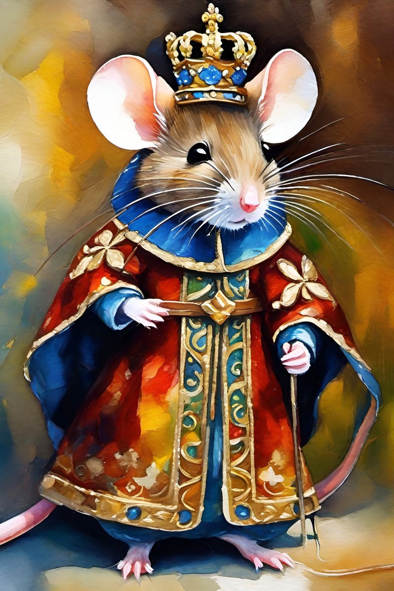 Urban And Pop Animal Giclee Print By Misty Lady - M. Nierobisz, 12 X 17", The King Of Mice, Original Artwork