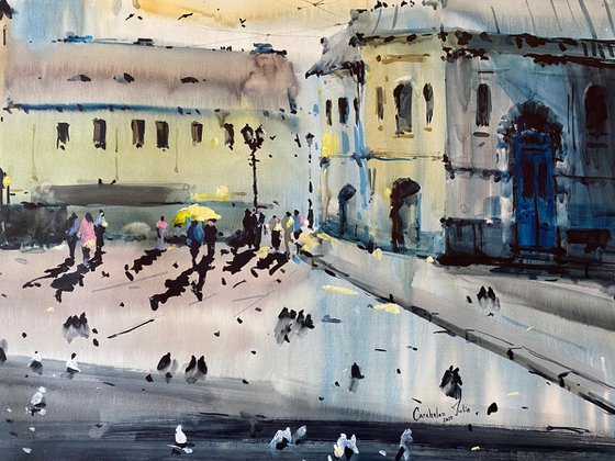 Sold Watercolor “Urban contrast II” perfect gift