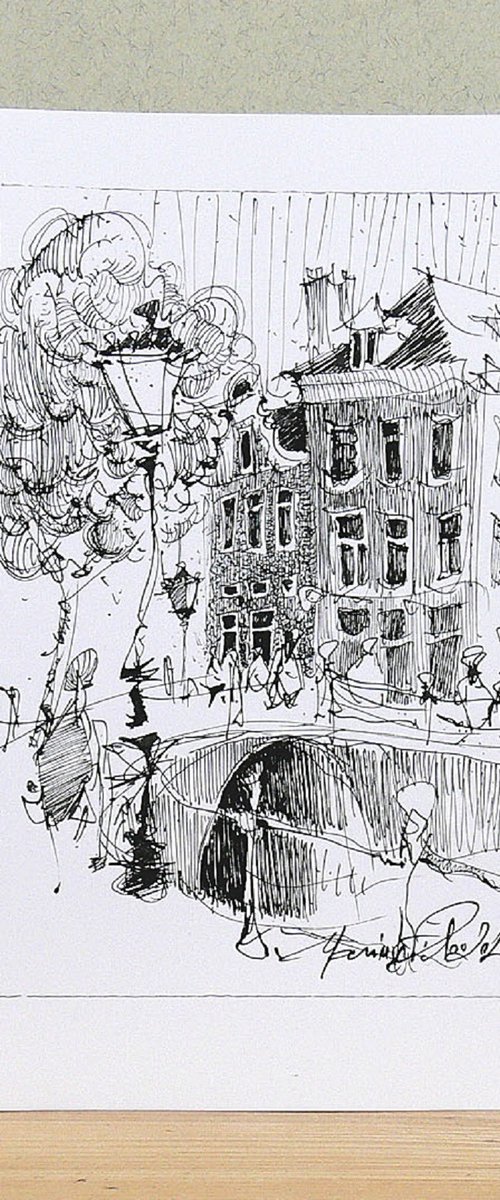 Amsterdam, ink drawing, 2023 by Marin Victor