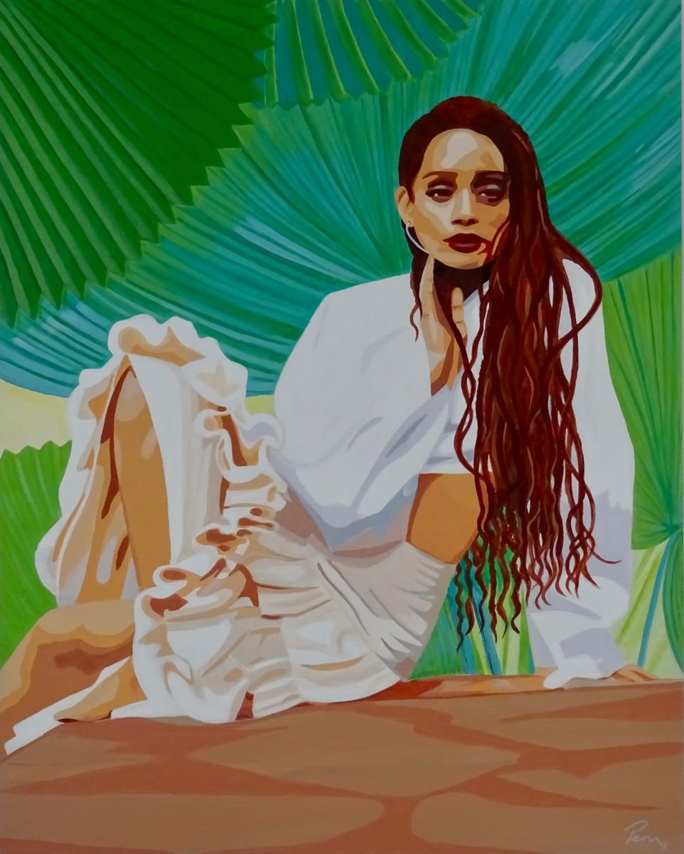 Expressive Portrait Acrylic Painting By Penny Burton, 24 X 31", Awesome Lady, Original Artwork