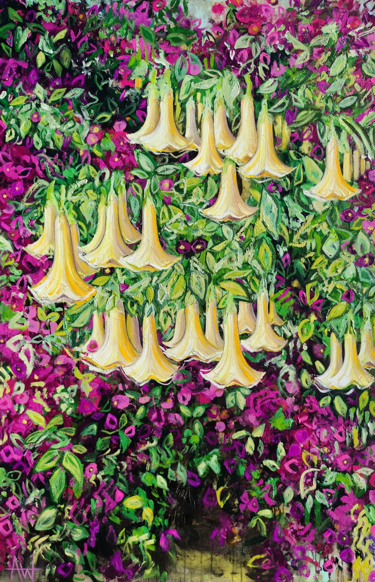 Bellflowers And Bougainvillea By Angie Wright, 43 X 67, Artwork For Sale On Artfinder