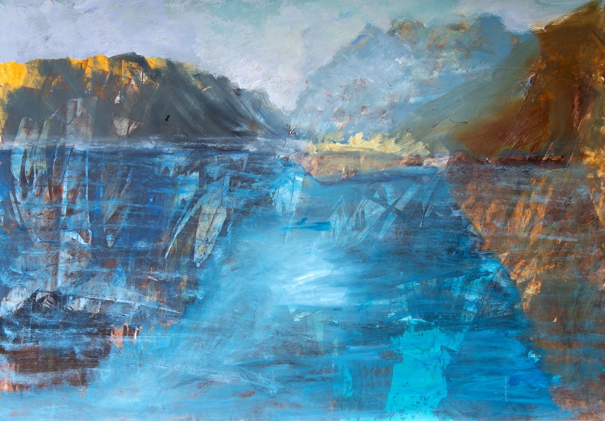 Mountain Lake By Elizabeth Anne Fox, 33 X 23, Artwork For Sale On Artfinder