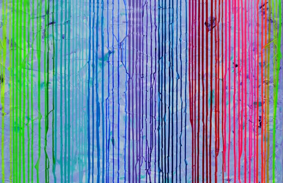 160x80x4 cm Melted Rainbow - XXXL Large Modern Abstract Big Painting,  Large Painting - Ready to Hang, Hotel and Restaurant Wall Decoration